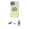 MARSİLYAN™- iPhone 12 Pro Max Kılıf Kutup Yansıma Özel Seri - Siyah Bilvis Hayalet Cam Ekran Koruyucu + Renkli Kamera Lens Koruma Cam - TU