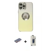 MARSİLYAN™- iPhone 12 Pro Max Kılıf Kutup Yansıma Özel Seri - Siyah Bilvis Hayalet Cam Ekran Koruyucu + Renkli Kamera Lens Koruma Cam - TU