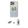 MARSİLYAN™- iPhone 12 Pro Max Kılıf Kutup Yansıma Özel Seri - Siyah Bilvis Hayalet Cam Ekran Koruyucu + Renkli Kamera Lens Koruma Cam - TU