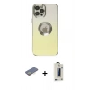 MARSİLYAN™- iPhone 12 Pro Max Kılıf Kutup Yansıma Özel Seri - Siyah Bilvis Hayalet Cam Ekran Koruyucu + Renkli Kamera Lens Koruma Cam - SI