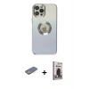 MARSİLYAN™- iPhone 12 Pro Max Kılıf Kutup Yansıma Özel Seri - Siyah Bilvis Hayalet Cam Ekran Koruyucu + Renkli Kamera Lens Koruma Cam - SI