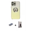 MARSİLYAN™- iPhone 12 Pro Max Kılıf Kutup Yansıma Özel Seri - Siyah Bilvis Hayalet Cam Ekran Koruyucu + Renkli Kamera Lens Koruma Cam - SI