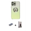 MARSİLYAN™- iPhone 12 Pro Max Kılıf Kutup Yansıma Özel Seri - Siyah Bilvis Hayalet Cam Ekran Koruyucu + Renkli Kamera Lens Koruma Cam - SI