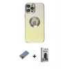MARSİLYAN™- iPhone 12 Pro Max Kılıf Kutup Yansıma Özel Seri - Siyah Bilvis Hayalet Cam Ekran Koruyucu + Shine Kamera Lens Koruma Cam - SH