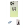 MARSİLYAN™- iPhone 12 Pro Max Kılıf Kutup Yansıma Özel Seri - Siyah Bilvis Hayalet Cam Ekran Koruyucu + Shine Kamera Lens Koruma Cam - MI