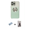 MARSİLYAN™- iPhone 12 Pro Max Kılıf Kutup Yansıma Özel Seri - Siyah Bilvis Hayalet Cam Ekran Koruyucu + Shine Kamera Lens Koruma Cam - MI