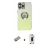MARSİLYAN™- iPhone 12 Pro Max Kılıf Kutup Yansıma Özel Seri - Siyah Bilvis Hayalet Cam Ekran Koruyucu + Shine Kamera Lens Koruma Cam - SABE