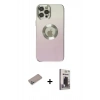 MARSİLYAN™- iPhone 12 Pro Max Kılıf Kutup Yansıma Özel Seri - Siyah Bilvis Hayalet Cam Ekran Koruyucu + Shine Kamera Lens Koruma Cam - SABE