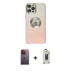 MARSİLYAN™- iPhone 12 Pro Max Kılıf Kutup Yansıma Özel Seri - Siyah Bilvis Hayalet Cam Ekran Koruyucu + Neon Fosforlu Kamera Lens - TU