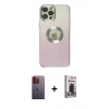 MARSİLYAN™- iPhone 12 Pro Max Kılıf Kutup Yansıma Özel Seri - Siyah Bilvis Hayalet Cam Ekran Koruyucu + Neon Fosforlu Kamera Lens - TU