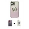 MARSİLYAN™- iPhone 12 Pro Max Kılıf Kutup Yansıma Özel Seri - Siyah Bilvis Hayalet Cam Ekran Koruyucu + Neon Fosforlu Kamera Lens - TU