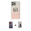 MARSİLYAN™- iPhone 12 Pro Max Kılıf Kutup Yansıma Özel Seri - Siyah Bilvis Hayalet Cam Ekran Koruyucu + Neon Fosforlu Kamera Lens - TU