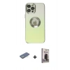 MARSİLYAN™- iPhone 12 Pro Max Kılıf Kutup Yansıma Özel Seri - Siyah Bilvis Hayalet Cam Ekran Koruyucu + Renkli Kamera Lens Koruma Cam - YL