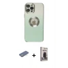 MARSİLYAN™- iPhone 12 Pro Max Kılıf Kutup Yansıma Özel Seri - Siyah Bilvis Hayalet Cam Ekran Koruyucu + Renkli Kamera Lens Koruma Cam - YL