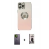 MARSİLYAN™- iPhone 12 Pro Max Kılıf Kutup Yansıma Özel Seri - Siyah Bilvis Hayalet Cam Ekran Koruyucu + Yeşil Neon Fosforlu Kamera Lens
