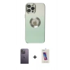 MARSİLYAN™- iPhone 12 Pro Max Kılıf Kutup Yansıma Özel Seri - Siyah Joko 5D Cam + Neon Fosforlu Kamera Lens - BZ