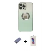 MARSİLYAN™- iPhone 12 Pro Max Kılıf Kutup Yansıma Özel Seri - Siyah Joko 5D Cam + Gold Metal Kamera Lens Koruma Cam