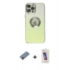 MARSİLYAN™- iPhone 12 Pro Max Kılıf Kutup Yansıma Özel Seri - Siyah Joko 5D Cam + Kırmızı Metal Kamera Lens Koruma Cam