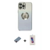 MARSİLYAN™- iPhone 12 Pro Max Kılıf Kutup Yansıma Özel Seri - Siyah Joko 5D Cam + Kırmızı Metal Kamera Lens Koruma Cam