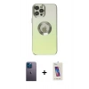 MARSİLYAN™- iPhone 12 Pro Max Kılıf Kutup Yansıma Özel Seri - Siyah Joko 5D Cam + Neon Fosforlu Kamera Lens - MI