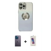 MARSİLYAN™- iPhone 12 Pro Max Kılıf Kutup Yansıma Özel Seri - Siyah Joko 5D Cam + Neon Fosforlu Kamera Lens - MI