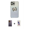 MARSİLYAN™- iPhone 12 Pro Max Kılıf Kutup Yansıma Özel Seri - Siyah Joko 5D Cam + Neon Fosforlu Kamera Lens - SI