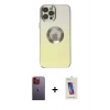 MARSİLYAN™- iPhone 12 Pro Max Kılıf Kutup Yansıma Özel Seri - Siyah Joko 5D Cam + Neon Fosforlu Kamera Lens - TU