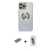 MARSİLYAN™- iPhone 12 Pro Max Kılıf Kutup Yansıma Özel Seri - Siyah Joko 5D Cam + Yeşil Renkli Kamera Lens Koruma Cam