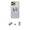 MARSİLYAN™- iPhone 12 Pro Max Kılıf Kutup Yansıma Özel Seri - Siyah Joko Magic 5D Cam + Pembe Shine Kamera Lens Koruma Cam