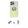 MARSİLYAN™- iPhone 12 Pro Max Kılıf Kutup Yansıma Özel Seri - Siyah Joko Magic 5D Cam + Pembe Shine Kamera Lens Koruma Cam