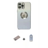MARSİLYAN™- iPhone 12 Pro Max Kılıf Kutup Yansıma Özel Seri - Siyah Joko Magic 5D Cam + Sierra Blue Shine Kamera Lens Koruma Cam