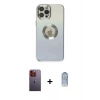 MARSİLYAN™- iPhone 12 Pro Max Kılıf Kutup Yansıma Özel Seri - Siyah Joko Magic 5D Cam + Turuncu Neon Fosforlu Kamera Lens