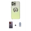 MARSİLYAN™- iPhone 12 Pro Max Kılıf Kutup Yansıma Özel Seri - Siyah Joko Magic 5D Cam + Turuncu Neon Fosforlu Kamera Lens