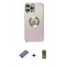 MARSİLYAN™- iPhone 12 Pro Max Kılıf Kutup Yansıma Özel Seri - Siyah Joko Magic 5D Hayalet Cam + Gold Metal Kamera Lens Koruma Cam