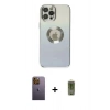 MARSİLYAN™- iPhone 12 Pro Max Kılıf Kutup Yansıma Özel Seri - Siyah Joko Magic 5D Hayalet Cam + Neon Fosforlu Kamera Lens - SI