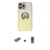 MARSİLYAN™- iPhone 12 Pro Max Kılıf Kutup Yansıma Özel Seri - Siyah Joko Magic 5D Hayalet Cam + Renkli Kamera Lens Koruma Cam - PE