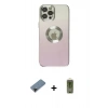 MARSİLYAN™- iPhone 12 Pro Max Kılıf Kutup Yansıma Özel Seri - Siyah Joko Magic 5D Hayalet Cam + Siyah Shine Kamera Lens Koruma Cam