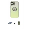 MARSİLYAN™- iPhone 12 Pro Max Kılıf Kutup Yansıma Özel Seri - Siyah Joko Magic 5D Hayalet Cam + Yeşil Renkli Kamera Lens Koruma Cam