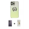 MARSİLYAN™- iPhone 12 Pro Max Kılıf Kutup Yansıma Özel Seri - Siyah Mat Seramik Nano Ekran Koruyucu + Neon Fosforlu Kamera Lens - BZ