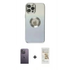 MARSİLYAN™- iPhone 12 Pro Max Kılıf Kutup Yansıma Özel Seri - Siyah Mat Seramik Nano Ekran Koruyucu + Neon Fosforlu Kamera Lens - BZ