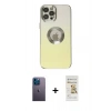 MARSİLYAN™- iPhone 12 Pro Max Kılıf Kutup Yansıma Özel Seri - Siyah Mat Seramik Nano Ekran Koruyucu + Neon Fosforlu Kamera Lens - MI