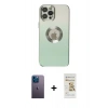 MARSİLYAN™- iPhone 12 Pro Max Kılıf Kutup Yansıma Özel Seri - Siyah Mat Seramik Nano Ekran Koruyucu + Neon Fosforlu Kamera Lens - MI