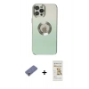 MARSİLYAN™- iPhone 12 Pro Max Kılıf Kutup Yansıma Özel Seri - Siyah Mat Seramik Nano Ekran Koruyucu + Metal Kamera Lens Koruma Cam - GD
