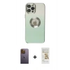 MARSİLYAN™- iPhone 12 Pro Max Kılıf Kutup Yansıma Özel Seri - Siyah Mat Seramik Nano Ekran Koruyucu + Neon Fosforlu Kamera Lens - SI