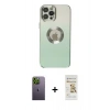 MARSİLYAN™- iPhone 12 Pro Max Kılıf Kutup Yansıma Özel Seri - Siyah Mat Seramik Nano Ekran Koruyucu + Neon Fosforlu Kamera Lens - YL