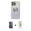 MARSİLYAN™- iPhone 12 Pro Max Kılıf Kutup Yansıma Özel Seri - Siyah Mat Seramik Nano Ekran Koruyucu + Neon Fosforlu Kamera Lens - YL