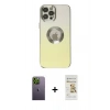 MARSİLYAN™- iPhone 12 Pro Max Kılıf Kutup Yansıma Özel Seri - Siyah Mat Seramik Nano Ekran Koruyucu + Neon Fosforlu Kamera Lens - YL