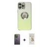 MARSİLYAN™- iPhone 12 Pro Max Kılıf Kutup Yansıma Özel Seri - Siyah Mat Seramik Nano Ekran Koruyucu + Neon Fosforlu Kamera Lens - YL