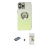 MARSİLYAN™- iPhone 12 Pro Max Kılıf Kutup Yansıma Özel Seri - Siyah Mat Seramik Nano Ekran Koruyucu + Renkli Kamera Lens Koruma Cam - TU