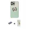 MARSİLYAN™- iPhone 12 Pro Max Kılıf Kutup Yansıma Özel Seri - Siyah Mat Seramik Nano Ekran Koruyucu + Renkli Kamera Lens Koruma Cam - MI